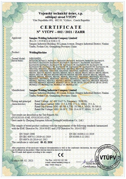 China Foshan Sanqiao Welding Industry Co., Ltd. certification
