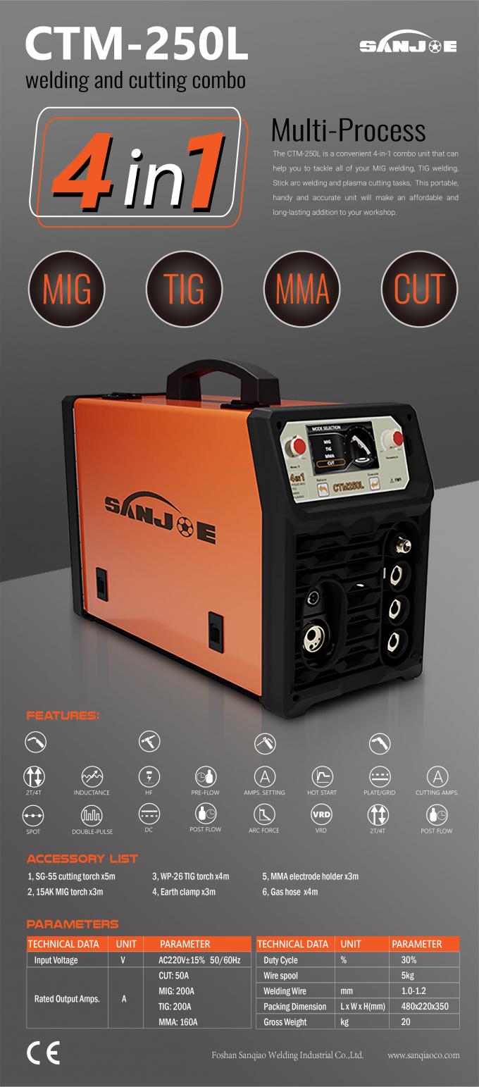 MIG TIG 200A MMA 160A CUT 50A Welding And Cutting Combo Machine 4 In 1 ...